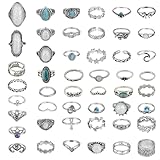TUPARKA 46 Pcs Vintage Punk Rings Set Boho Joint Knuckle Ring Stackable Finger Rings Retro Jewellery Gift for Girls Women