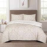 PRIME LINENS Duvet Cover Set 4 Pcs Polyester-Cotton Quilt Cover Bedding Set With Pillow Cases and Extra Fitted Sheet Included Easy Care (Beige, King 4 Piece)