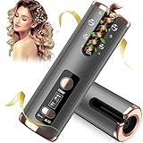 Automatic Hair Iron, Cordless Hair Curler PTC Ceramic Hair Curling Negative Ion Portable 5000mAh Rechargeable USB Anti-Tangle 6 Temperature & Timer 10min Auto Off Curling Wand for Home/Travel Use