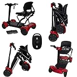 Automatic Folding Mobility Scooter, 28 KG Lightweight, Auto Folding Travel Scooter, Mobility Chair, Magnetic Brakes, Aluminium Frame, 250W Brushless Motor, 20 KM Removable Battery, Remote Control