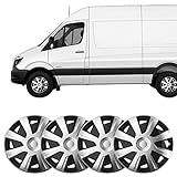 UKB4C 4 x 16 Silver Black Van Trim/Hub Caps Deep Dish Alloy Look fits Mercedes Sprinter