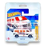 Hot Wheels Dodge Van (White & Orang) 2/5 HW 55th Race Team - 2023-66/250 (Short Card) - COMES IN A KLAS CAR KEEPER PROTECTIVE COLLECTORS CASE - HKK28