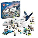 LEGO City Passenger Aeroplane Toy Building Set, Large Plane Model with Airport Ground Crew Vehicles: Apron Bus, Pushback Tug, Catering Loader, Baggage Truck plus 9 Minifigures 60367