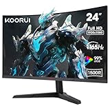 KOORUI 24 Inch Gaming Monitor, 180Hz Curved Monitors, FHD 1080P VA 1ms 1500R PC Monitors with Adaptive Sync, HDMI X2-DP, VESA Compatible, Tilt Adjustable, Eye Care
