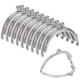 Kiss Clasp Lock Retro Metal Purse Frames Half Round Bead Embossed Coin Bag Frame for Purse Making DIY Sewing Craft Projects 10 Pieces (Silver)