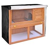 HDFGB Rabbit Hutch Cover, Universal Double Hutches Cover 48 Inch Waterproof Thermal Cage Cover Rabbit Hutches Cover for Outdoor Small Animal Outdoor Pens & Hutches,Black