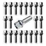 BIMECC Set of 20 Alloy Wheel Bolts for VW Transporter T5 | T6 - M14x1.5-33mm Thread Length - Taper - Silver - For use with AFTERMARKET ALLOY WHEELS onlyF