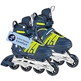 HUDORA Inline Skates Comfort - skates for children & teenagers in various sizes - adjustable in width & length up to 6 sizes - Breathable leisure roller skates