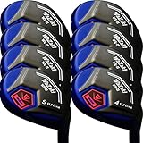 Japan WaZaki Hybrid Iron Set USGA R A Rules Golf Club,Black Blue Finish,4-SW,with Cover,WLIIs Ltd Model,Mens Regular Flex,65g Graphite Shaft,Standard Length,Pack of 8