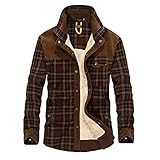Men's Padded Check Shirt Fur Lumberjack Collared Quilted Jacket Warm Thermal Casual Workwear Top Fleece Lumber Jack Padded Thick Shirts Button Down Sherpa Fleece Lined Cotton Work Coat