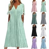 Yinguo My Orders, Party Dress,Summer Dresses for Women UK 2025 Causal V-Neck Button Short Sleeve Vacation Floral Dress with Pockets Ladies Maxi Printing Party Club Elegant Beach Dresses Green M
