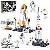 Space Shuttle Toys, 4-in-1 Space Exploration Shuttle Building Toy, 418pcs 4 Models Aerospace Rocket Building Sets Toy, Space Base and Rocket Launchpad Set, Valentines Day Gifts for Kids 6+ Years