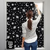Adtefon Temporary Blackout Blind, Portable Blackout Blinds Stick on with Suction Cups, Adjustable No Drill Black Out Blinds for Bedroom, Travel, 130 x 198cm