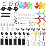 Sntieecr 6 Set 131 PCS DC Motors Kit, Science Experiment Kit Mini Electric Motor 1.5-3V 15000RPM with 66 PCS Bulbs, Buzzer Sounder, Shaft Propeller, Instruction, for Kid DIY STEM Engineering Project