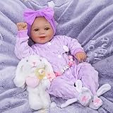BABESIDE Reborn Dolls Realistic Baby Doll That Look Real 17 Inch 43CM Sunny Lifelike Baby Doll Girls Reborn Toddler Dolls Newborn Baby Doll Soft Cloth Body Real Life Baby Dolls（Violet）