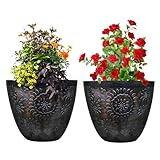 SG Traders Pack Of 2 X-Large Plastic Round Chengdu Plant Pots Indoor Outdoor Top Diameter Flower Pots with Drainage Holes, Beautiful Planters for Your Garden Needs (30, 36, 40cm)
