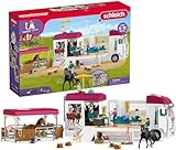 SCHLEICH Horse Club - 227PC Lisa Transporter Playset – Horse Toy Trailer Set with Family, 3 Horses, Dog, Grooming Station & Rooftop Pool for Real Water Play – Realistic Toys for Kids Ages 5+ | 42619
