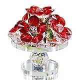 H&D HYALINE & DORA Crystal Red Flower Figurine Glass Collectable Gift Ornaments Home Decor Tabletop Centerpiece