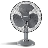 Schallen Home & Office Electric 12" 3 Speed Electric Tilt Oscillating Worktop Desk Table Air Cooling Fan (Grey)
