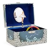 Jewelkeeper Musical Ballerina Jewellery Box for Girls - Music Box with Spinning Ballerina Doll - Girls Jewellery Box to Store Little Treasures, Blue and White Star Design