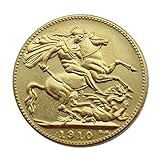 Chaenyu British 1 sovereign gold pound 1902-1910 9 kinds of copy gilded commemorative coins ornament souvenirs-1910