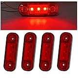 Biqing 4PCS LED Side Marker Lights Red,Universal Truck Trailer Caravan Recovery Van Side Lights 12V 24V Marker Front Rear Position Lights,3.4 Inch