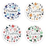 48 x 45 mm Mixed Pack of Merry Christmas Stickers -Round Seal Labels, Stickers for Presents, Envelopes, Bags or Cards Gift Wrapping #SNP18 Sara Prints