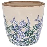 Shudehill Giftware Indian Garden Pretty Floral Blue and White Design Planter Pot - Small or Large (Large)