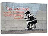 ARTSPRINTS One Original Thought Wall Art Paint by Banksy Picture Print On Framed Canvas Wall Art Home Decoration 12 x 8 inch(30x 20 cm) -38mm Depth