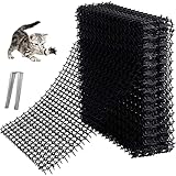 Yukiyi 12pcs 15.5 * 20cm Anti Cat Spikes Plastic Scat Mat with Repellent Mats Prickle Stirp Pet Deterrent Net 8 U-shaped Pegs for Garden, Fence