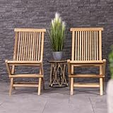 CHARLES BENTLEY Teak Wooden, Pair of Folding Timber Chairs, Foldable, Garden Seats, Outdoor Furniture, Easy To Fold, Lightweight, Classic Design, Sustainable Materials, Compact (89x46x40cm)