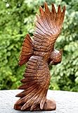 G6 Collection Extra Large Huge 20" Hand Carved Flying Wooden Owl Statue Figurine Handmade Soaring Owl Sculpture Art Decorative Rustic Home Decor Accent Handcrafted Decoration Soaring Owl