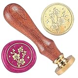 DELORIGIN Orchid Wax Stamp, Flower Wax Sealing Stamp 1" Removable Sealing Stamp Head with Wooden Handle Wax Seal Stamp Kit for Party Invitations Wine Packages Gift Wrapping Decoration