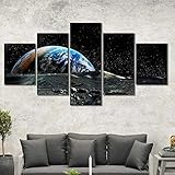 5 Panel Wall Art Picture Space Planet Universe Planet Prints On Canvas The 150×100 Cm Pictures Oil For Home Modern Decoration Print Decor For Living Room Hotel Restaurant Office Home Poster -3Z5O-N2A