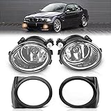 TangMiGe Fog Lights compatible with BMW (E46 M3 E39 M5) / 3 Series (320i 323i 325i 325xi 330i 330xi Sedan, 325i 325xi Wagon, w/Sport Package), 2000-2007, 1 Pair (Clear)