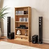 Corona 1 Drawer DVD/CD Rack Bookcase Storage Unit Mexican Solid Pine