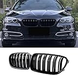 EU Auto F10 F11 Kidney Black Front Kidney F10 Radiator Grille for BMW 5 Series F10 F11 M5 2010-2017 F10 Grill Black Glossy Double Slats Grill Front Double Ribs Grill Left Right