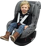 Dooky Seat Cover, Separate Headrest Cover Included, Universal Size, Fits Most Baby Car Seats with 5 Point Belts, 95 Percent Cotton and 5 Percent Lycra, Washable, Group 1+ yrs (9-18 kg), Grey Stars
