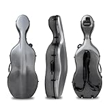 DouscsChart Professional Cello Case 4/4 Carbon Fiber Ultra Lightweight Durable Hard Shell Travel Case for Cellists Music School Students Waterproof Shockproof with Backpack Straps (Black pattern)