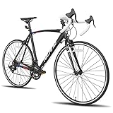 ROCKSHARK Hiland 700C Road Bike, 14 Speeds Road Bike, Light Weight Aluminum Frame, 700C Racing Bike for Men Women 49cm Frame Black