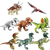 Dinosaur Figures, 8 Large dinosaur Toys with Movable Jaws, T Rex and Indominus Rex, Realistic Dino Figures for Kids, Educational Toys for Boys and Girls Ages 6-12, Dinosaur Gift Set
