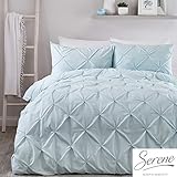 Serene Lara Ruched Easy Care Duvet Cover Set, Duck Egg, Super King