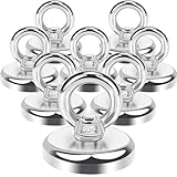 Aenienoe 8 Pack Strong Neodymium Magnets Fishing 110lb Pulling Force Heavy Duty Extra Strong Magnets Industrial Magnet for Retrieving in River and Salvage 1.26in(32mm)