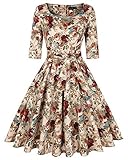 MINTLIMIT Women's 1950s Sweetheart Vintage Dresses Audrey Hepburn Style Party Dresses,3/4 Sleeve_C,Large