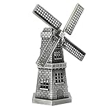 Hztyyier Metal Ornament Figurine, 13 CM Tall Dutch Windmill Statue Handcrafted Home Decor Cast Art Craft Gifts for Indoor Display