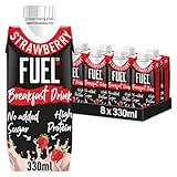 FUEL10K Strawberry High Protein Milk Breakfast Drink, 330 ml (Pack of 8)