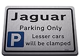 Parking Sign compatible for Jaguar car owner gift-Personalised present for x xj xf e s type xk8 xj6 mk2 models- Made by Case Graphics - 99sign brand in UK (300mm Large Brushed Aluminium)
