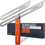 PRESCH Sliding bevel - 19/27cm, Aluminium & Stainless Steel - Accurate Angle Measurement & Transfer Tool, T Square with Marking Gauge Function