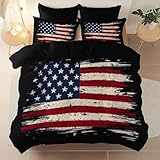 PUOJIEAT 3D Double Duvet Cover American Flag Soft Microfiber Bedding Sets Reversible American Flag Quilt Cover 200x200 cm and 2 Pillowcases 50x75 cm Adults Kids Printed Bedroom Bed Set r.520