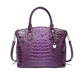 NICOLE & DORIS Classic Handbags for Women Crocodile Handbag Fashion Top-Handle Bags Work Bag Tote Bag Medium Size Shoulder Bags PU Leather Crossbody Bag Dark Purple